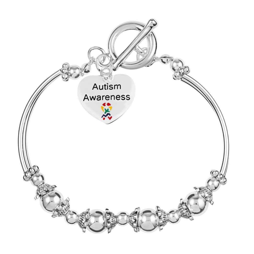 Autism Awareness Heart Design Partial Beaded Bracelets