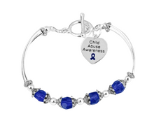 Load image into Gallery viewer, Child Abuse Awareness Dark Blue Ribbon Partial Beaded Bracelets