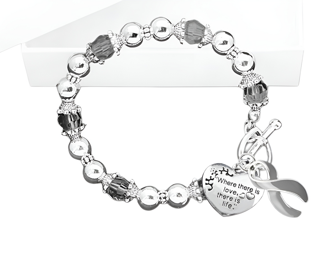 Bulk Gray Ribbon Where There is Love Bracelets - The Awareness Company