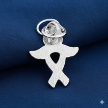 Load image into Gallery viewer, Angel Dark Blue Ribbon Awareness Pins - The Awareness Company