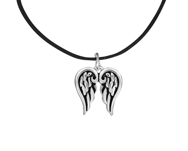 Angel Wings Religious Black Cord Necklaces - The Awareness Company