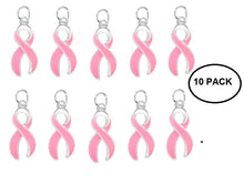Load image into Gallery viewer, 10 Pack Pink Ribbon Breast Cancer Awareness Charms