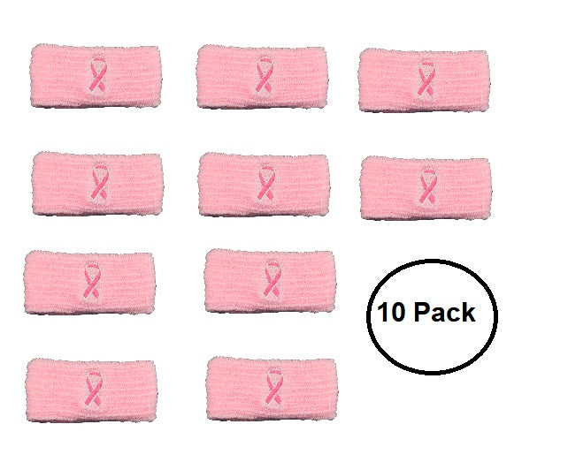 10 Pack Pink Ribbon Armbands