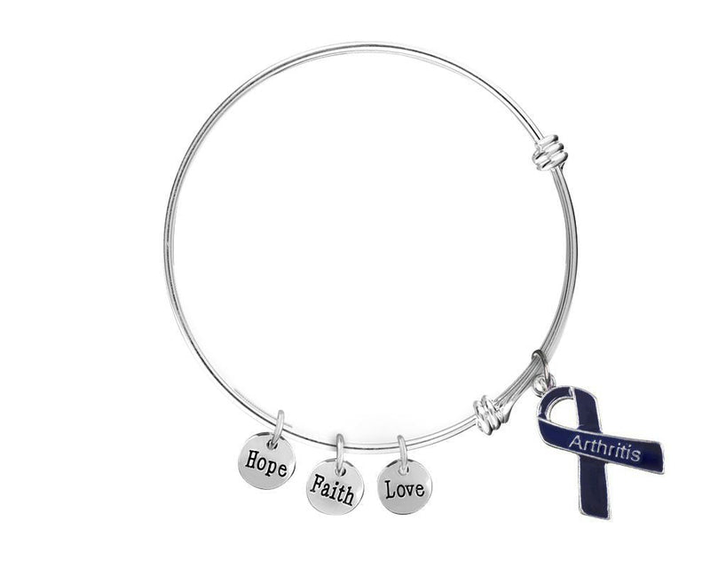 Arthritis Awareness Dark Blue Ribbon Retractable Bracelets - The Awareness Company