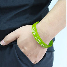 Load image into Gallery viewer, Ask Me My Pronouns Silicone Bracelets, Gay Pride Wristbands - The Awareness Company
