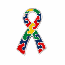 Load image into Gallery viewer, Autism Awareness Ribbon Flat Pins - The Awareness Company