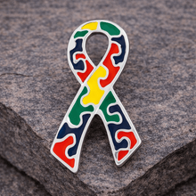 Load image into Gallery viewer, Autism Awareness Ribbon Flat Pins - The Awareness Company