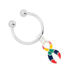 Load image into Gallery viewer, Autism Ribbon Awareness Horseshoe Key Chains - The Awareness Company