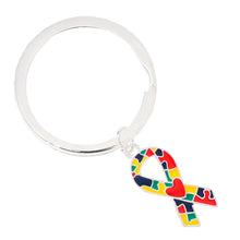 Load image into Gallery viewer, Autism Ribbon with Heart Design Split Style Key Chains - The Awareness Company