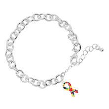 Load image into Gallery viewer, Autism Ribbon With Red Heart Design Chunky Charm Bracelets - The Awareness Company