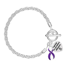 Load image into Gallery viewer, Bulk Purple Ribbon Cystic Fibrosis Awareness Rope Bracelets - The Awareness Company