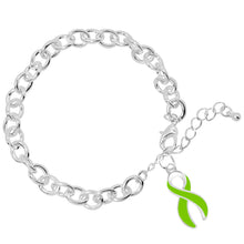 Load image into Gallery viewer, Bulk Lime Green Ribbon Charm Chunky Bracelets - The Awareness Company