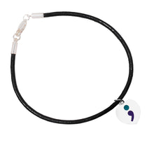 Load image into Gallery viewer, Semicolon Suicide Prevention Black Leather Cord Bracelets