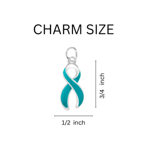 Teal Ribbon Big Heart Key Chains