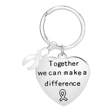 Load image into Gallery viewer, Big Heart White Ribbon Awareness Charm Key Chains - The Awareness Company