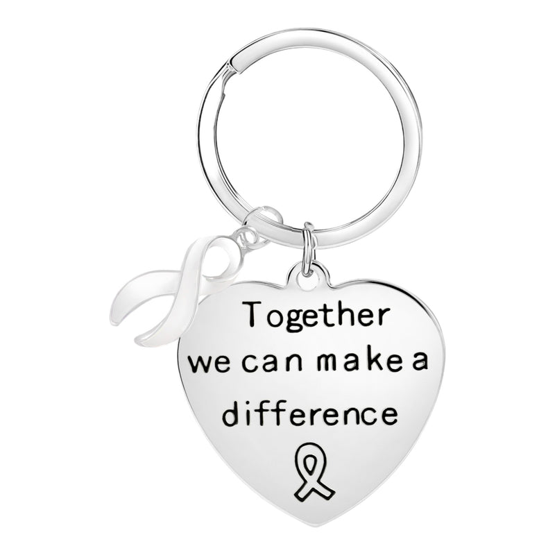 Big Heart White Ribbon Awareness Charm Key Chains - The Awareness Company
