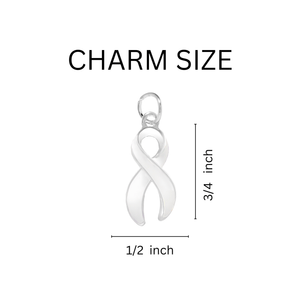 Big Heart White Ribbon Awareness Charm Key Chains - The Awareness Company