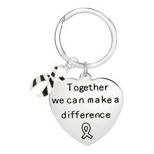 Load image into Gallery viewer, Big Heart Zebra Print Ribbon Key Chains - The Awareness Company