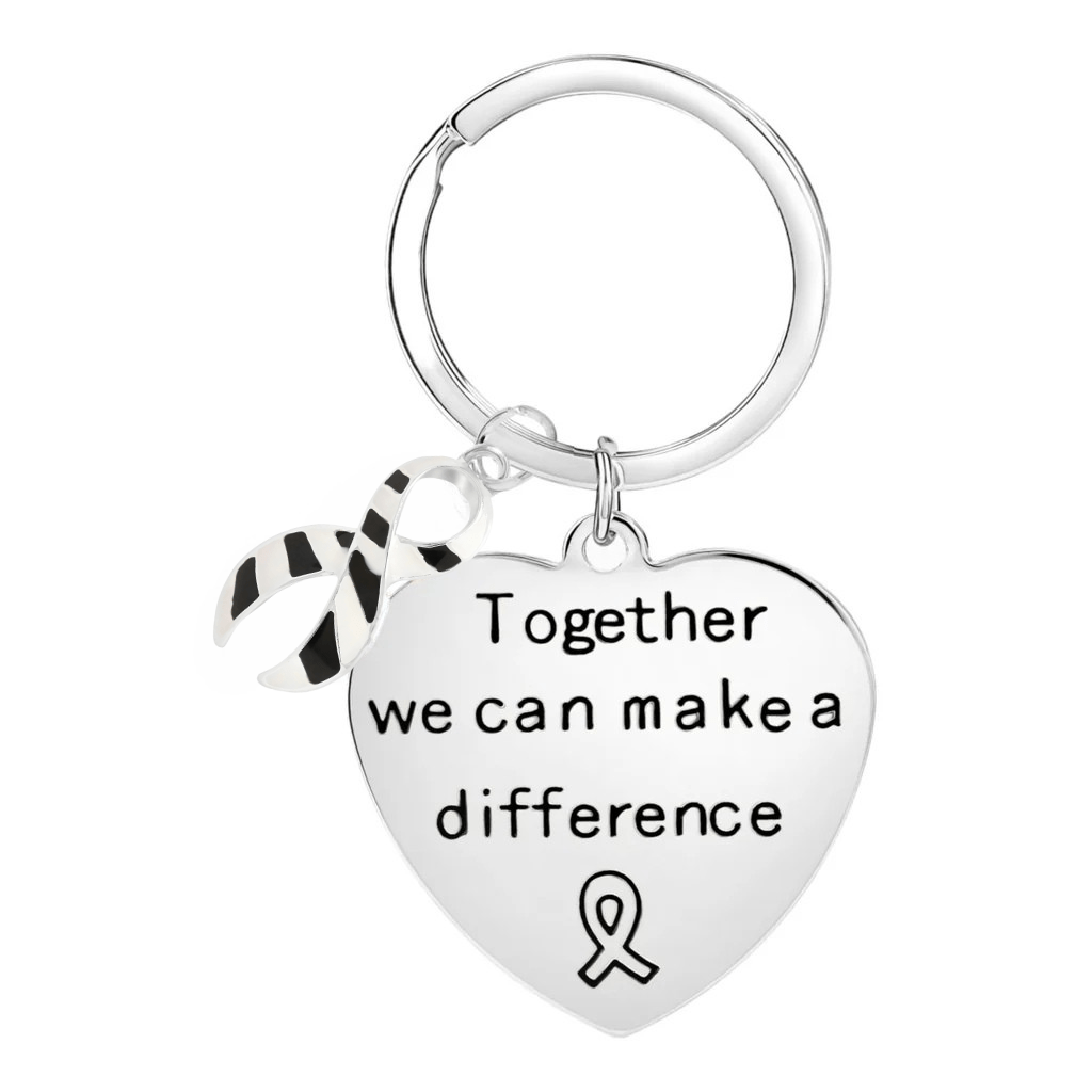 Big Heart Zebra Print Ribbon Key Chains - The Awareness Company