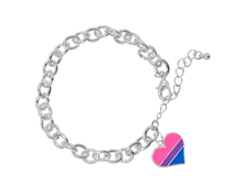 Load image into Gallery viewer, Bisexual Flag Heart Chunky Charm Bracelets - The Awareness Company