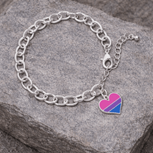 Load image into Gallery viewer, Bisexual Flag Heart Chunky Charm Bracelets - The Awareness Company