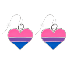 Load image into Gallery viewer, Bisexual Flag Heart Earrings - The Awareness Company