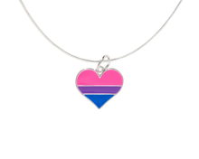 Load image into Gallery viewer, Bisexual Flag Heart Necklaces - The Awareness Company