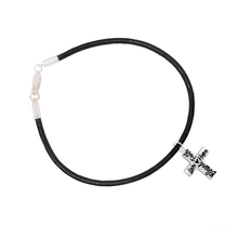 Load image into Gallery viewer, Blessed, Hope, Faith, and Love Cross Black Cord Leather Bracelet - The Awareness Company