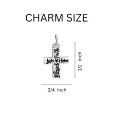 Load image into Gallery viewer, Blessed, Hope, Faith, and Love Cross Black Cord Necklace 