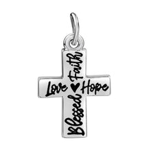 Load image into Gallery viewer, Blessed, Hope, Faith, and Love Cross Charm 