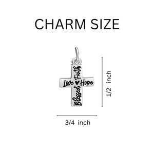 Blessed, Hope, Faith, and Love Cross Chunky Charm Bracelet 