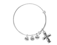 Load image into Gallery viewer, Blessed, Hope, Faith, and Love Cross Retractable Charm Bracelet 