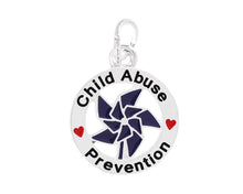 Load image into Gallery viewer, Blue Pinwheel Charm Child Abuse Prevention Key Chains - The Awareness Company