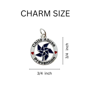 Blue Pinwheel Charm Child Abuse Prevention Split Style Key Chains - The Awareness Company