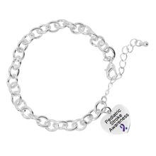 Load image into Gallery viewer, Blue &amp; Purple Ribbon Heart Charm Pediatric Stroke Awareness Chunky Bracelets - The Awareness Company
