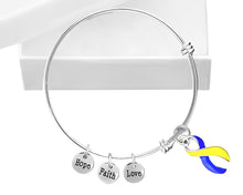 Load image into Gallery viewer, Blue &amp; Yellow Ribbon Hope Charms Retractable Bracelets - The Awareness Company