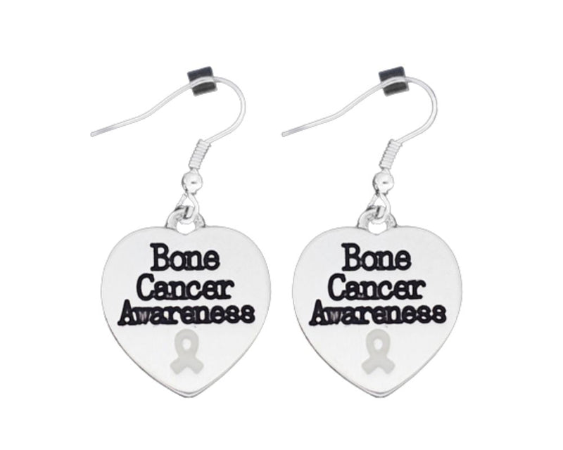 Bone Cancer Awareness Heart Charm Hanging Earrings - The Awareness Company
