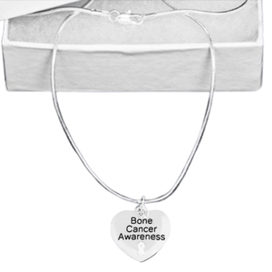 Bone Cancer Awareness Heart Charm Necklaces - The Awareness Company