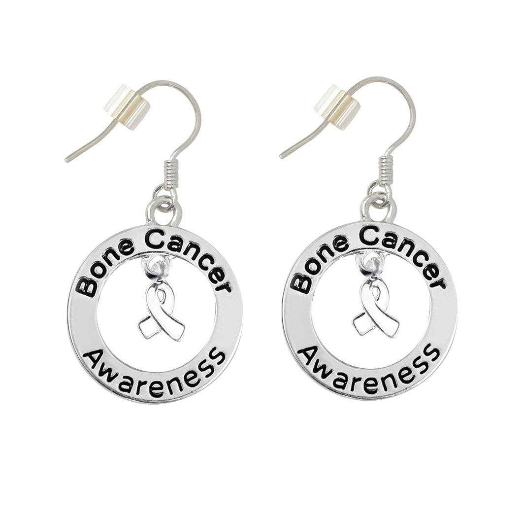 Bone Cancer Awareness Round Charm Hanging Earrings - The Awareness Company