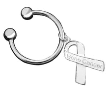 Load image into Gallery viewer, Bone Cancer Awareness White Ribbon Horseshoe Key Chains - The Awareness Company