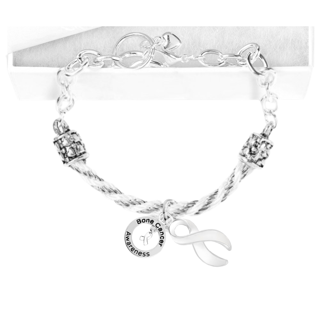 Bone Cancer Hanging Ribbon Partial Rope Bracelets - The Awareness Company