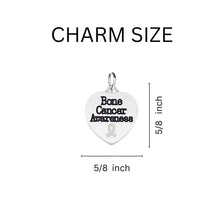 Load image into Gallery viewer, Bone Cancer Heart Awareness Charm White Ribbon Rope Bracelets - The Awareness Company