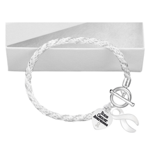 Load image into Gallery viewer, Bone Cancer Heart Awareness Charm White Ribbon Rope Bracelets - The Awareness Company