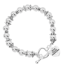 Load image into Gallery viewer, Bone Cancer Heart Charm Silver Beaded Bracelets - The Awareness Company