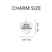 Load image into Gallery viewer, Bone Cancer Heart Charm Silver Beaded Bracelets - The Awareness Company