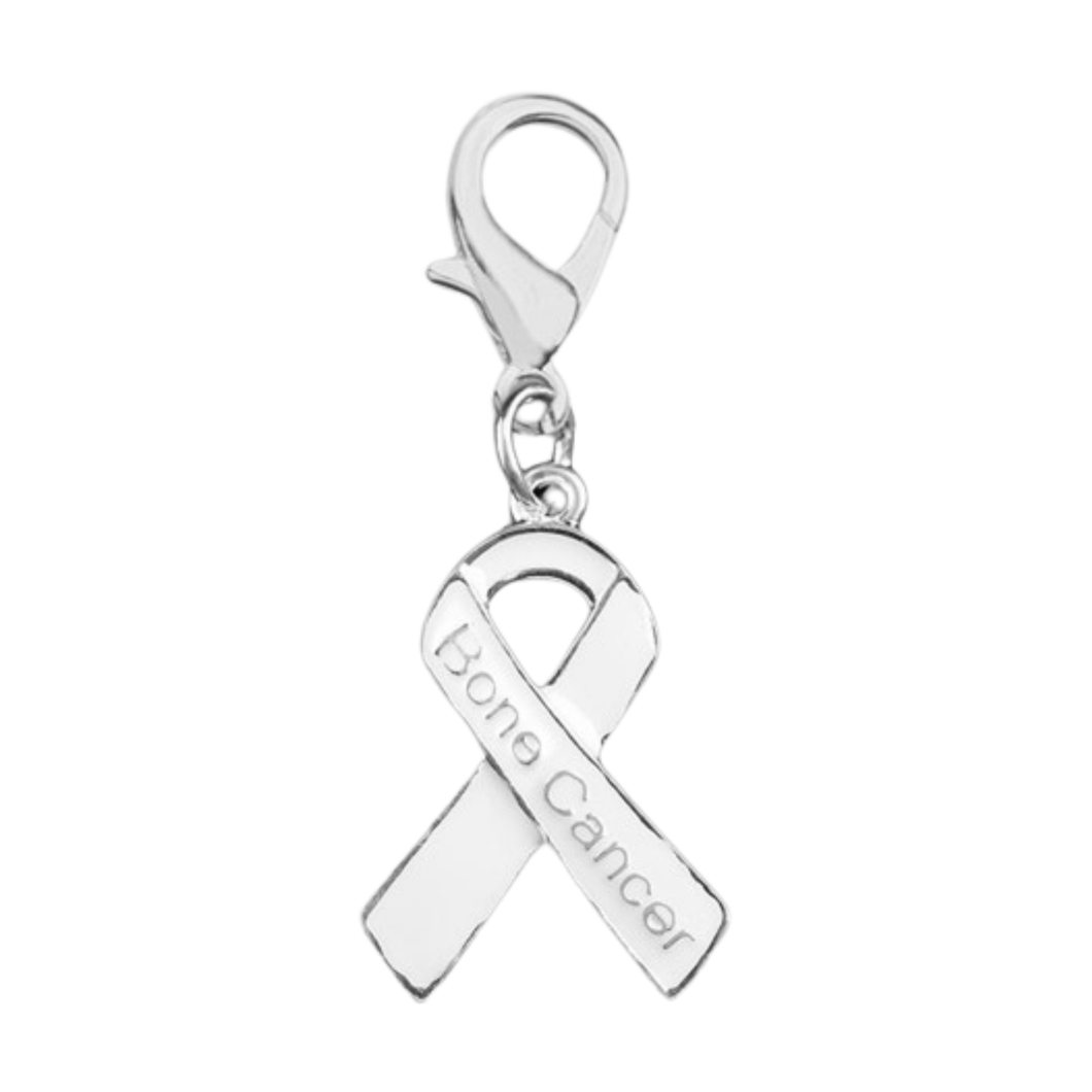 Bone Cancer White Ribbon Hanging Charms - The Awareness Company