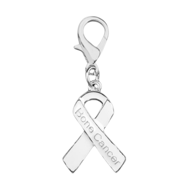 Bone Cancer White Ribbon Hanging Charms - The Awareness Company