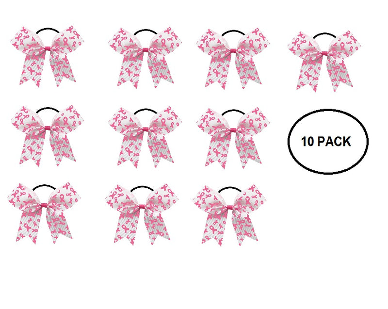 10 Pack Pink Ribbon Hair Bows