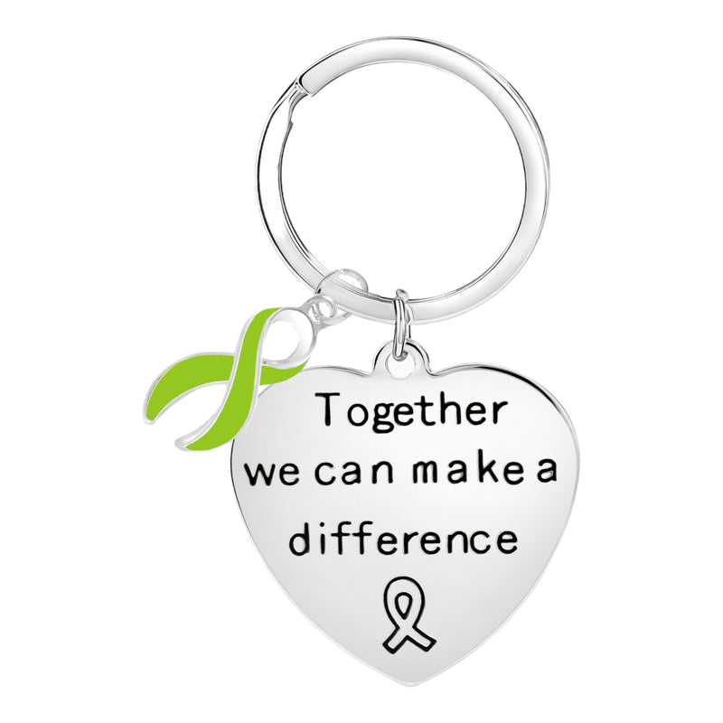 Lime Green Ribbon Keychains for Lyme Disease Awareness