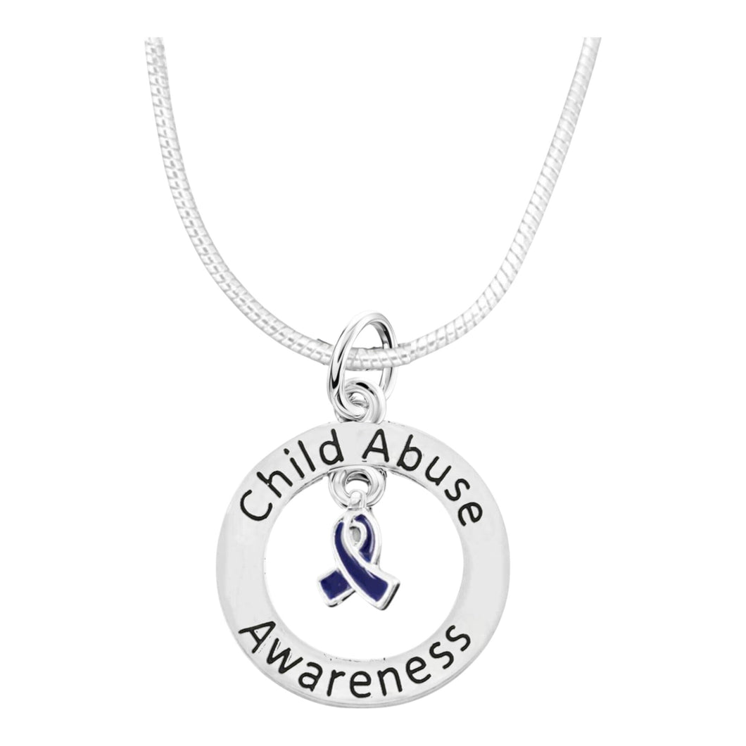 Child Abuse Awareness Dark Blue Ribbon Necklaces - The Awareness Company